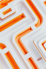 Wall Mural - modern 3d abstract geometric design with orange and white interlocking shapes - minimalist pattern a