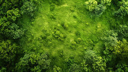 panoramic view of a green landscape, aerial view of a green landscape, green ecology landscape with trees