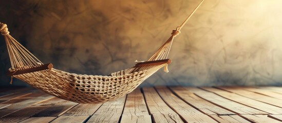Aufkleber - Hammock on wood background. with copy space image. Place for adding text or design