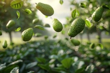 Sticker - Avocados Falling from Trees in Orchard