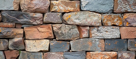 Fototapete - A closeup shot of a brick and rock wall. with copy space image. Place for adding text or design