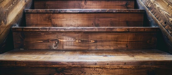 Poster - closed up of wooden stairs in home. with copy space image. Place for adding text or design