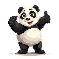 Wall Mural - Vector illustration cartoon of a cute panda over white background.