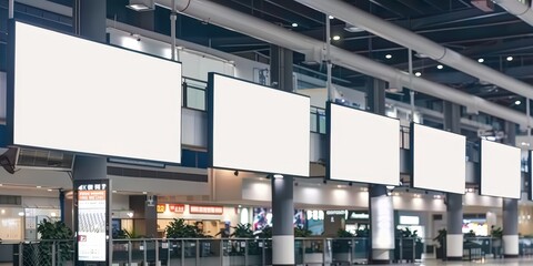 Wall Mural - Blank Advertisement Screens in a Modern Shopping Mall