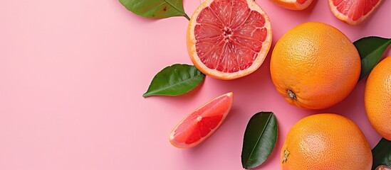 Fototapete - Grapefruit pastel background  Food  Isolated  Nature. with copy space image. Place for adding text or design