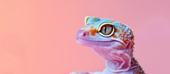 Aufkleber - Leopard Gecko with pastel background Isolated  Nature. with copy space image. Place for adding text or design