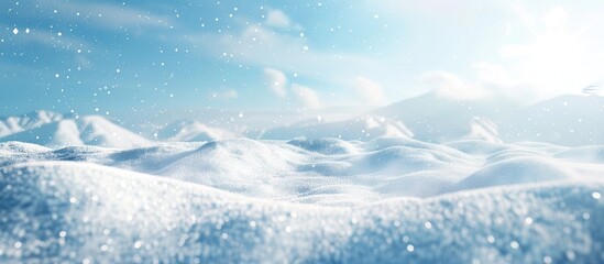 Fototapete - amazing winter landscape - snowfall, sunlight and blue sky. with copy space image. Place for adding text or design