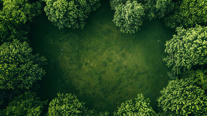 Wall Mural - panoramic view of a green landscape, aaerial view of a green landscape, green ecology landscape with trees