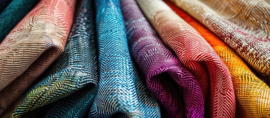 Aufkleber - Bright collection of textile samples. Multicolor fabric texture background