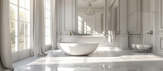 Poster - Interior of a modern house, bathroom, classic design. with copy space image. Place for adding text or design