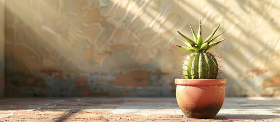 Fototapete - cactus pot in the indoor garden . with copy space image. Place for adding text or design