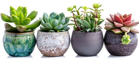 Poster -    Fresh succulent potted plants isolated on white background. lovely decoration plants for home.