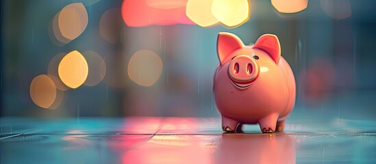 Poster - Rising cost of living. inflation financial crisis background with piggy bank. Copy space image. Place for adding text or design