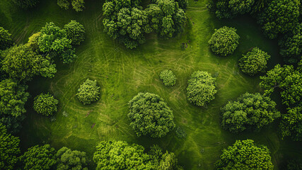 Poster - panoramic view of a green landscape, aaerial view of a green landscape, green ecology landscape with trees