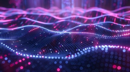 Poster - Abstract data technology background featuring connecting dots and lines on a dark backdrop, rendered in 3D with a resolution of 4k.