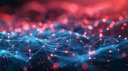 Poster - Abstract data technology background featuring connecting dots and lines on a dark backdrop, rendered in 3D with a resolution of 4k.