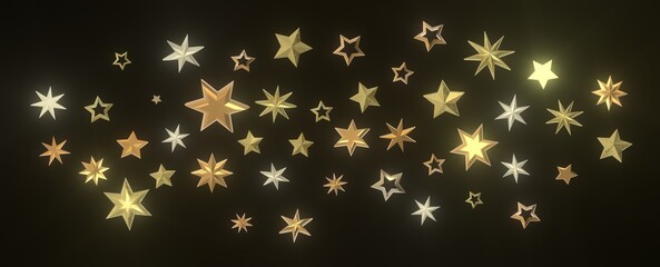 Poster - Celestial Extravaganza: 3D Illustration Captures the Beauty of Falling Stars