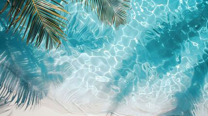 Wall Mural - Palm tree shadow on pool water creates stunning pattern