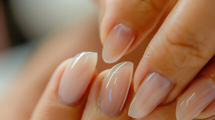 Elegant almond-shaped nails with soft pink polish