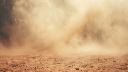 Sandstorm in a desert landscape