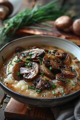 Wall Mural - Mushroom and Mashed Potato Soup with Chives