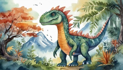 Dinosaur, watercolor painting. vector illustration of animal collection