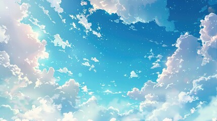 Wall Mural - background of sky with scattered clouds in a blue hue
