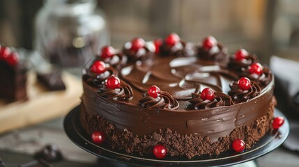 Canvas Print - Exquisite chocolate cake for birthday festivities