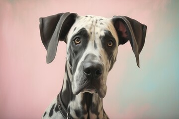 Wall Mural - Portrait of a cute great dane in pastel or soft colors background