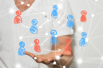 Poster - Global network. Blockchain. 3D illustration. Neural networks and artificial intelligence. Abstract