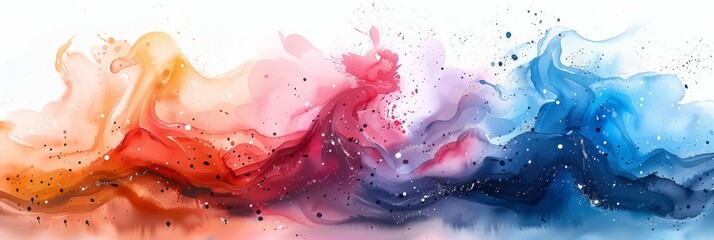 Abstract rainbow watercolor background with splashes, illustration