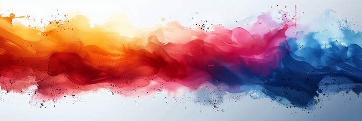 Abstract rainbow watercolor background with splashes, illustration