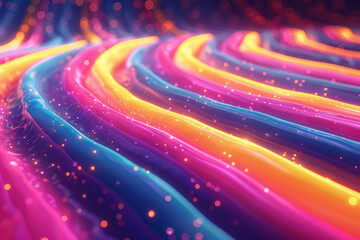 Poster - Vibrant neon lines forming a mesmerizing pattern with glowing effects,