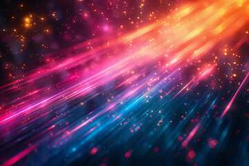 Poster - Abstract art with neon lines and radiant glowing visual effects,