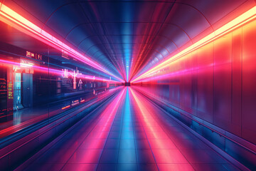 Poster - Futuristic design with neon lines and intense glowing effects,
