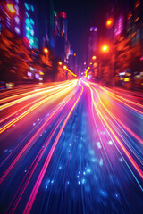 Poster - Vibrant neon lines with flowing glowing visual effects,