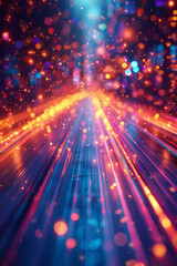 Poster - Vibrant neon lines with flowing glowing visual effects,