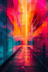 Poster - Futuristic design featuring neon lines and intense glowing visual patterns,