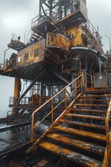 Aufkleber - A large yellow structure with stairs leading up to it, suitable for use in architecture, design, or construction contexts
