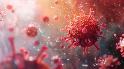 Poster - A detailed image of a red corona cell, showcasing its intricate structure and beauty