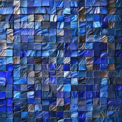 Poster - A detailed shot of a blue tile pattern on a wall