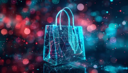Wall Mural - A bag with a blue and red background by AI generated image
