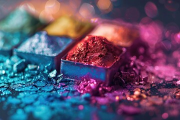 Leinwandbilder - A close-up shot of a colorful powder box, great for illustrating creativity and imagination