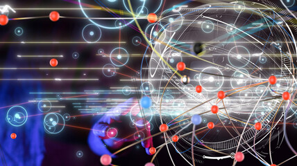 Poster - conference Digital Network and data concept 3d - 3d