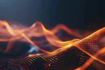 Canvas Print - A blurry image of a wave of orange lights with soft focus