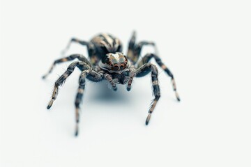 Poster - A close-up photo of a spider sitting on a white surface, providing an intimate view of its body and legs
