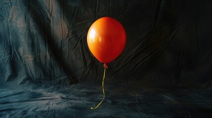 Poster - A bright orange balloon tied to a long string, perfect for decoration or gift