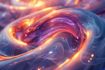 Poster - 3d digital artwork with smooth, fluid motion and vibrant, radiant light,