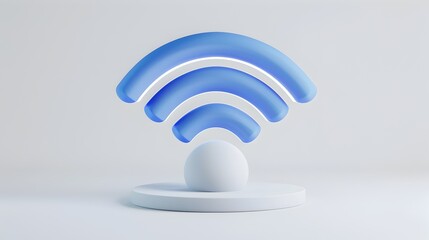 Wall Mural - Sleek Wifi Icon Symbol in Blue and White Technological Connectivity Concept