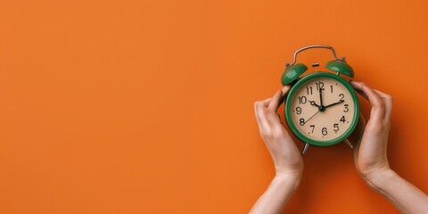 Aufkleber - A person holding an alarm clock, great for time-related or wake-up themes
